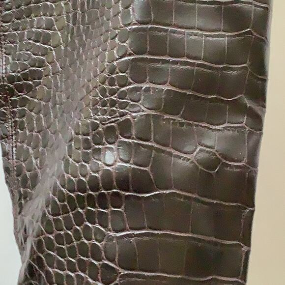 Franco Sarto Croc-Embossed Heeled Boots in Rich Brown - Picture 2 of 5